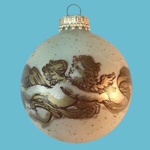 Vintage Angel Christmas Glass Ornament Gold Cherub Angels We Have Heard On High